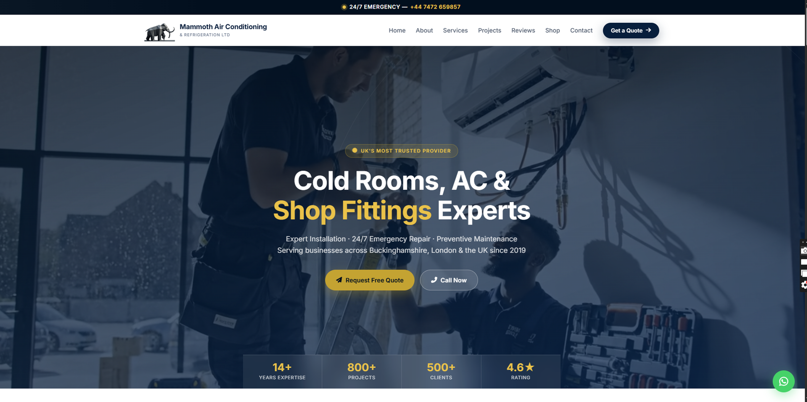 Mammoth AC & Ref website preview